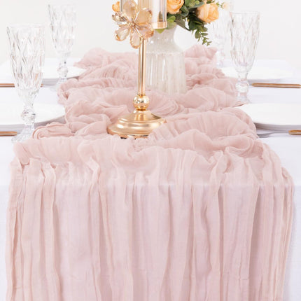 Pink Bohemian Gauze Table Runner 2-Pack - Polyester Fabric for Party and Birthday Table Decor.