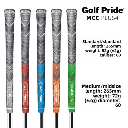 2 Pcs Blue MCC PLUS4 Midsize Golf Grip - Rubber and Cotton Thread Hybrid, 265 mm, 72g, Core 60.