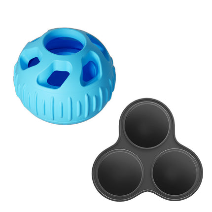 Blue Ball and Black Mold Pet Treat Dispensing Ball and Molding Set - Silicone Dog Chew Toy for Teeth Cleaning and Boredom Relief.