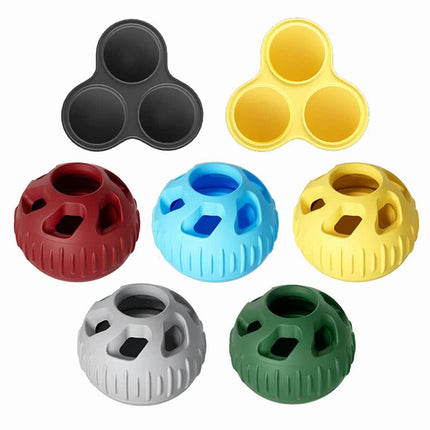Blue Ball and Black Mold Pet Treat Dispensing Ball and Molding Set - Silicone Dog Chew Toy for Teeth Cleaning and Boredom Relief.