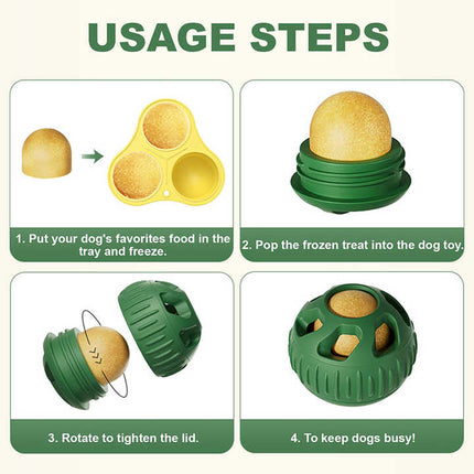 Red Ball and Black Mold Pet Treat Dispensing Ball and Molding Set - Silicone Dog Chew Toy for Teeth Cleaning and Boredom Relief.