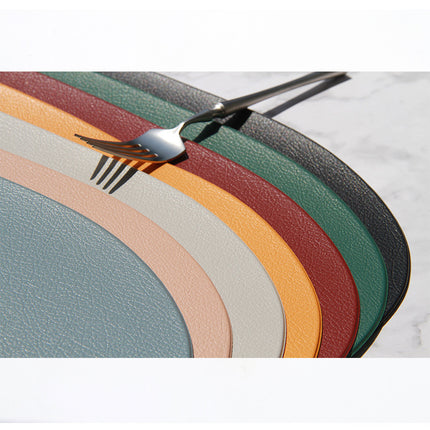 4 Pcs Orange Nordic-Style PVC Leather Placemats Set of 4 - Waterproof, Heat-Resistant, and Oil-Proof Triangular Table Mats.