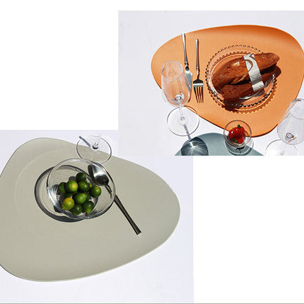 4 Pcs Orange Nordic-Style PVC Leather Placemats Set of 4 - Waterproof, Heat-Resistant, and Oil-Proof Triangular Table Mats.