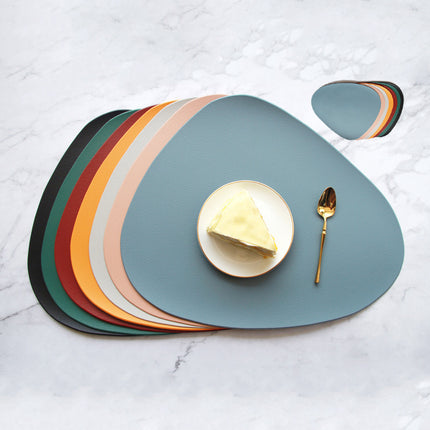 4 Pcs Orange Nordic-Style PVC Leather Placemats Set of 4 - Waterproof, Heat-Resistant, and Oil-Proof Triangular Table Mats.
