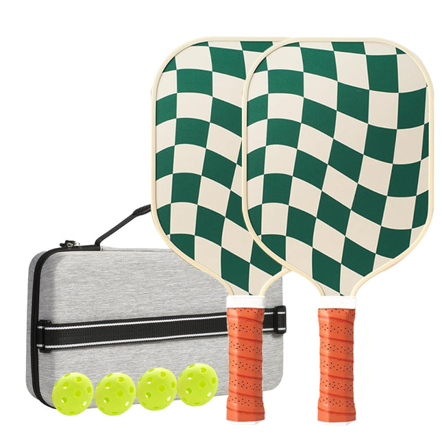 Set 1 White  And Green T700 Carbon Fiber Pickleball Paddle Set - 2 Paddles, 4 Balls, and Portable Carry Bag for Adults and Students.