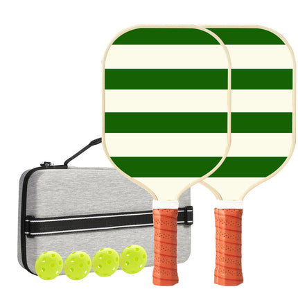 Set 2 White And Green T700 Carbon Fiber Pickleball Paddle Set - 2 Paddles, 4 Balls, and Portable Carry Bag for Adults and Students.