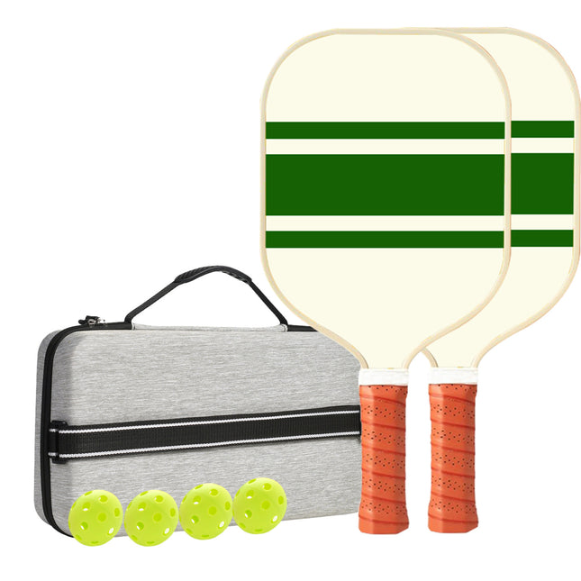 Set 3 White And Green T700 Carbon Fiber Pickleball Paddle Set - 2 Paddles, 4 Balls, and Portable Carry Bag for Adults and Students.