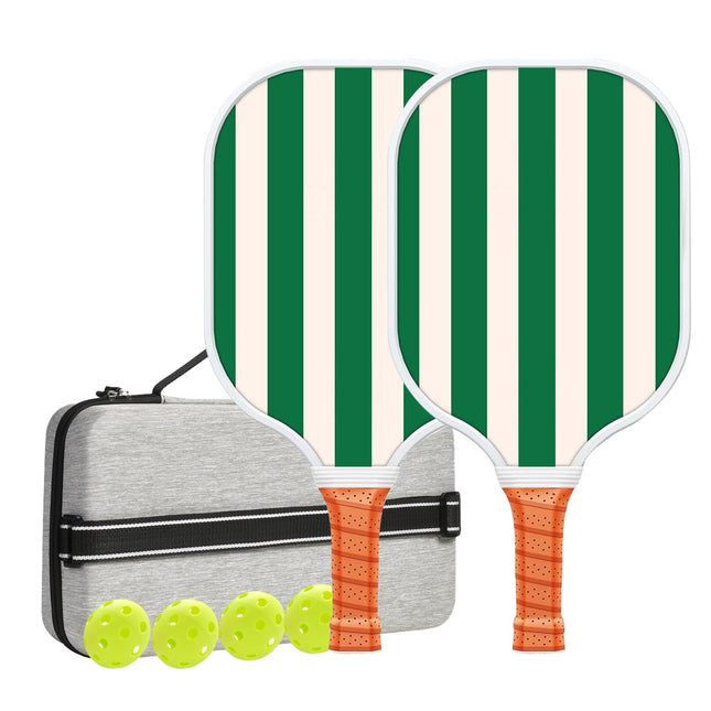 Set 4 White And Green T700 Carbon Fiber Pickleball Paddle Set - 2 Paddles, 4 Balls, and Portable Carry Bag for Adults and Students.