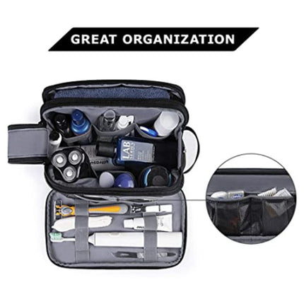 Grey Stylish Waterproof Travel Toiletry Bag Organizer - Large Capacity Shaving Kit & Makeup Case(Makeup is a prop for shooting and is not included).