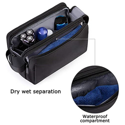 Grey Stylish Waterproof Travel Toiletry Bag Organizer - Large Capacity Shaving Kit & Makeup Case(Makeup is a prop for shooting and is not included).