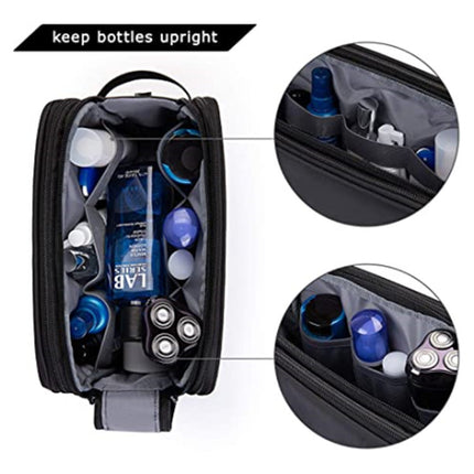 Grey Stylish Waterproof Travel Toiletry Bag Organizer - Large Capacity Shaving Kit & Makeup Case(Makeup is a prop for shooting and is not included).