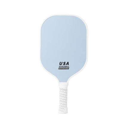 Light Blue Fiberglass Pickleball Paddle - Lightweight 215g with Anti-Slip TPU Grip for Outdoor Sports.