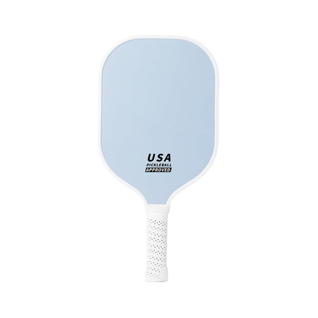 Light Blue Fiberglass Pickleball Paddle - Lightweight 215g with Anti-Slip TPU Grip for Outdoor Sports.