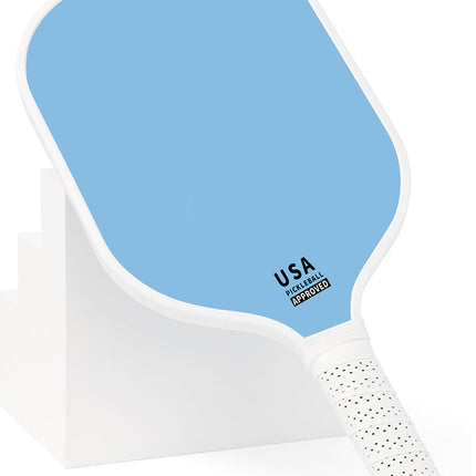 Blue Fiberglass Pickleball Paddle - Lightweight 215g with Anti-Slip TPU Grip for Outdoor Sports.