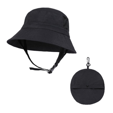 Black UV50+ Sun Protection Bucket Hat - Waterproof, Quick-Dry, Foldable Outdoor Fishing Hat for Men and Women.