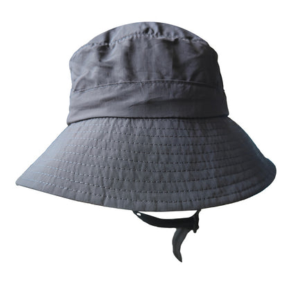 Dark Grey UV50+ Sun Protection Bucket Hat - Waterproof, Quick-Dry, Foldable Outdoor Fishing Hat for Men and Women.