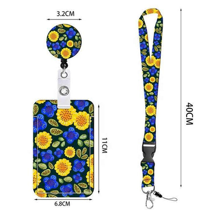 2 Pcs Black Star and Moon Pattern Retractable Badge Reel & ID Card Holder Set with Lanyard - Durable ABS Plastic.