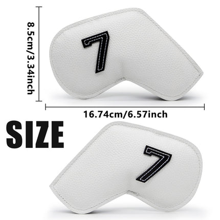 Black Golf Iron Head Covers Set of 10 - Waterproof PU Leather Club Protectors with Embroidered Numbers (3-9, P, A, S).
