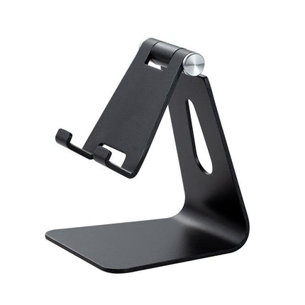 2 Pcs Black Foldable Aluminum Alloy Phone & Tablet Stand - Adjustable Portable Desktop Holder.
