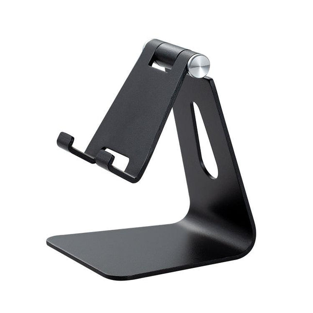 2 Pcs Black Foldable Aluminum Alloy Phone & Tablet Stand - Adjustable Portable Desktop Holder.