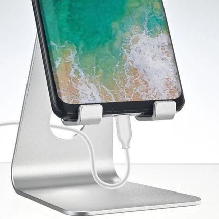 2 Pcs Black Foldable Aluminum Alloy Phone & Tablet Stand - Adjustable Portable Desktop Holder.