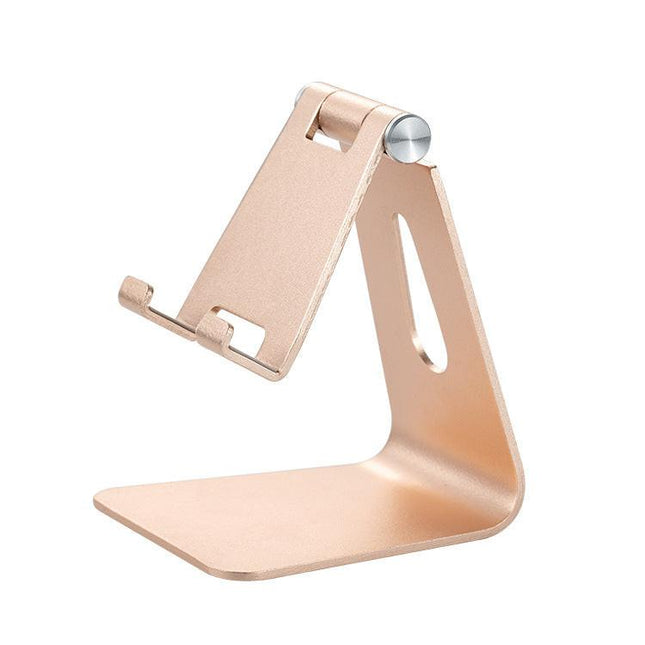 2 Pcs Gold Foldable Aluminum Alloy Phone & Tablet Stand - Adjustable Portable Desktop Holder.