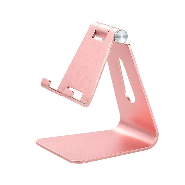2 Pcs Pink Foldable Aluminum Alloy Phone & Tablet Stand - Adjustable Portable Desktop Holder.