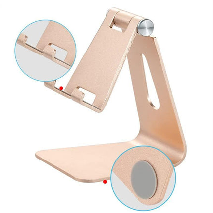 2 Pcs Pink Foldable Aluminum Alloy Phone & Tablet Stand - Adjustable Portable Desktop Holder.