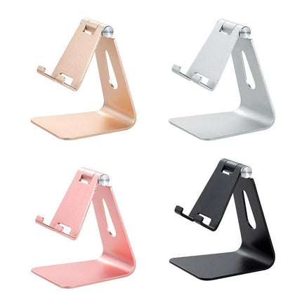 2 Pcs Silver Foldable Aluminum Alloy Phone & Tablet Stand - Adjustable Portable Desktop Holder.