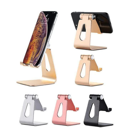 2 Pcs Silver Foldable Aluminum Alloy Phone & Tablet Stand - Adjustable Portable Desktop Holder.
