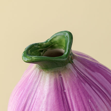 2 Pcs Purple Creative Onion-Shaped Ceramic Vase for Hydroponic Plants - Cute INS Style Floral Decor for Living Room or Office.