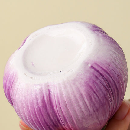 2 Pcs Creative Onion-Shaped Ceramic Vase for Hydroponic Plants - Cute INS Style Floral Decor for Living Room or Office(1 purple + 1 white).