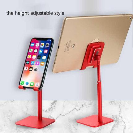 Rose Gold Adjustable Aluminum Alloy Phone and Tablet Stand - Telescopic Desktop Holder for Live Streaming and Hands-Free Use.