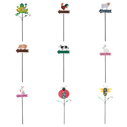 White Rabbit and Carrot Pattern Charming Metal Garden Stakes | Welcome Yard & Lawn Decor.