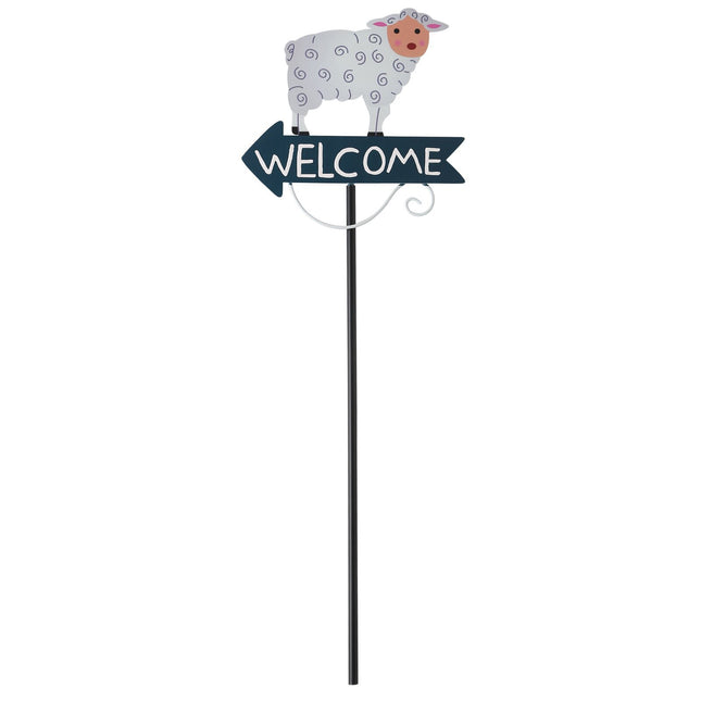 Grey Goat Pattern Charming Metal Garden Stakes | Welcome Yard & Lawn Decor.