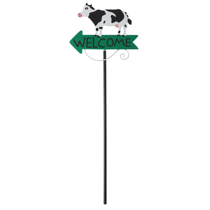 Black And White Cow Pattern Charming Metal Garden Stakes | Welcome Yard & Lawn Decor.