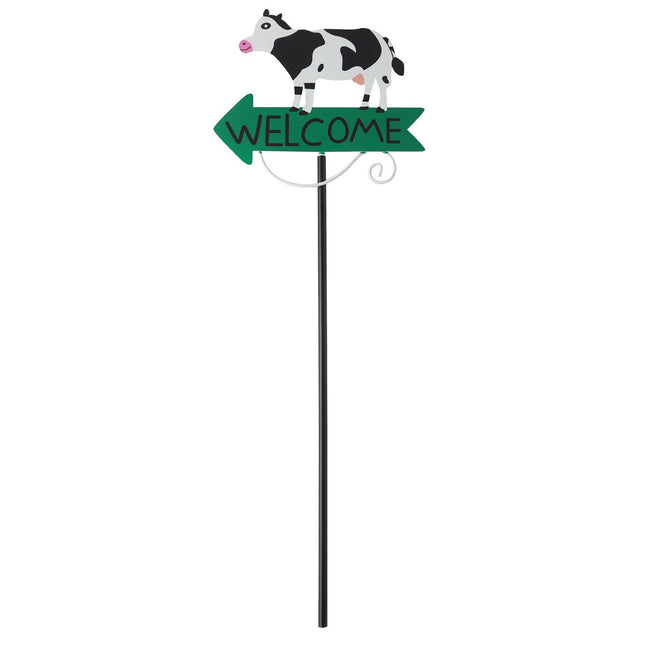 Black And White Cow Pattern Charming Metal Garden Stakes | Welcome Yard & Lawn Decor.