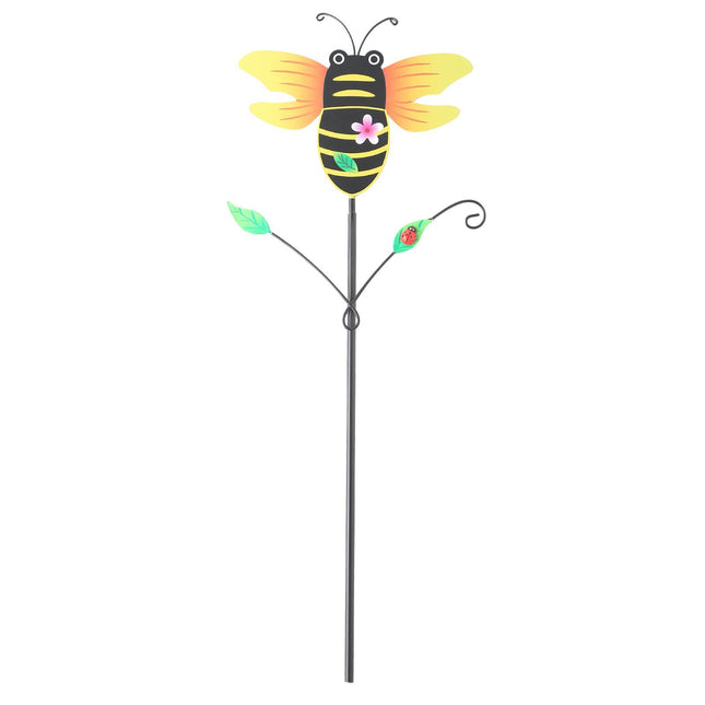 Yellow And Black Bee Pattern Charming Metal Garden Stakes | Welcome Yard & Lawn Decor.