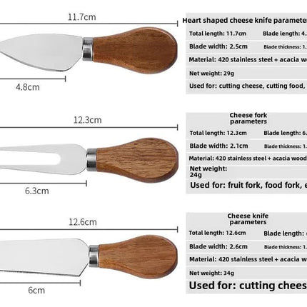 Brown And Black Premium Acacia Wood Cheese Board Set | Charcuterie Platter with 3 Stainless Steel Knives.
