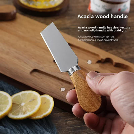 Brown And Black Premium Acacia Wood Cheese Board Set | Charcuterie Platter with 3 Stainless Steel Knives.