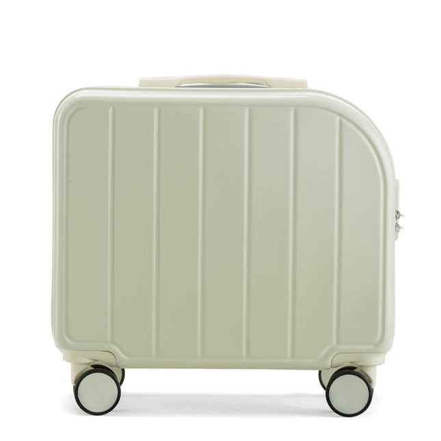 Beige Compact 18-Inch Carry-On Suitcase | Lightweight ABS Hardside Spinner Luggage.