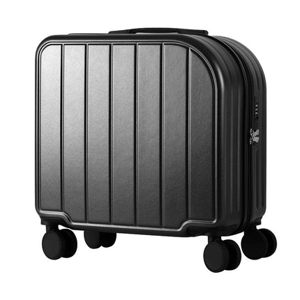 Black Compact 18-Inch Carry-On Suitcase | Lightweight ABS Hardside Spinner Luggage.