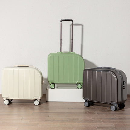 Black Compact 18-Inch Carry-On Suitcase | Lightweight ABS Hardside Spinner Luggage.
