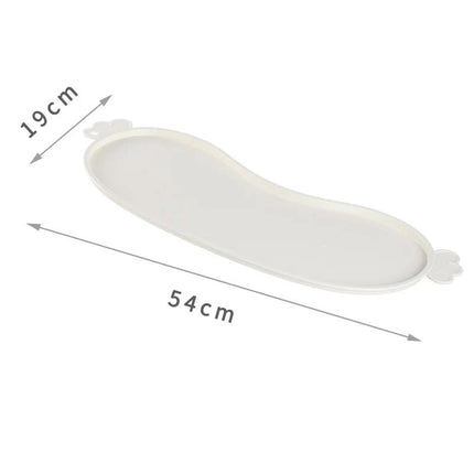 White Non-Slip Pet Feeding Mat - Waterproof Dog & Cat Food Bowl Placemat with Raised Edges.