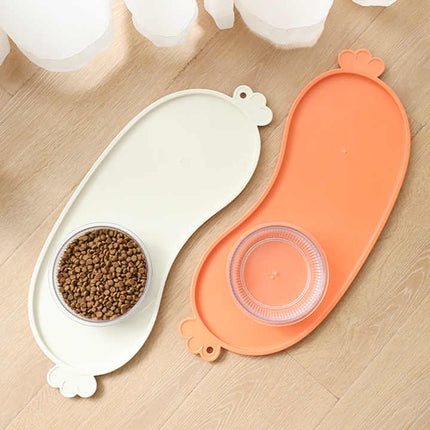 White Non-Slip Pet Feeding Mat - Waterproof Dog & Cat Food Bowl Placemat with Raised Edges.