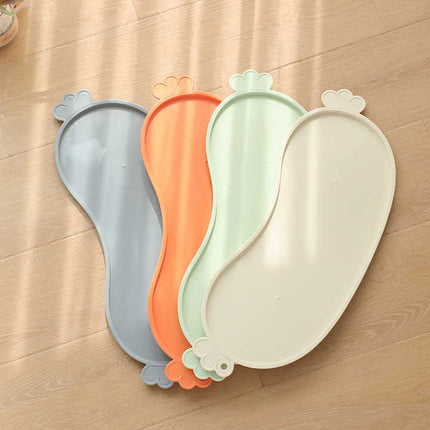 Orange Non-Slip Pet Feeding Mat - Waterproof Dog & Cat Food Bowl Placemat with Raised Edges.