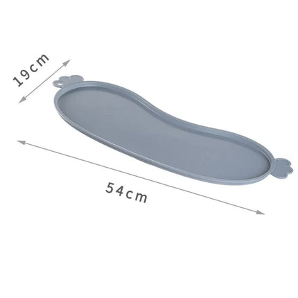 Blue Non-Slip Pet Feeding Mat - Waterproof Dog & Cat Food Bowl Placemat with Raised Edges.