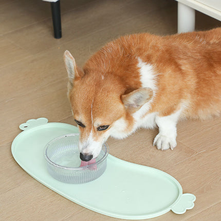 Green Non-Slip Pet Feeding Mat - Waterproof Dog & Cat Food Bowl Placemat with Raised Edges.