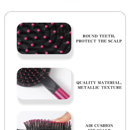 Grey Air Cushion Massage Paddle Brush & Wide Tooth Comb Set - Gentle Detangling for All Hair Types.
