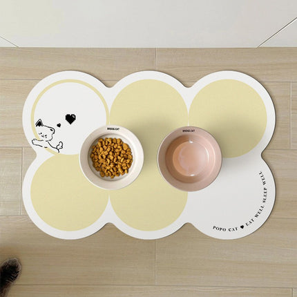 Style 1 White And Yellow Absorbent Diatomaceous Earth Pet Feeding Mat - Non-Slip & Quick Dry Placemat (50x80cm).